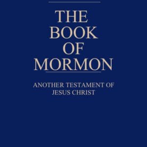 A book of mormon cover with the title and logo.