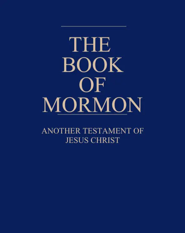 A book of mormon cover with the title and logo.