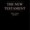 A black book cover with the words " new testament " in gold lettering.